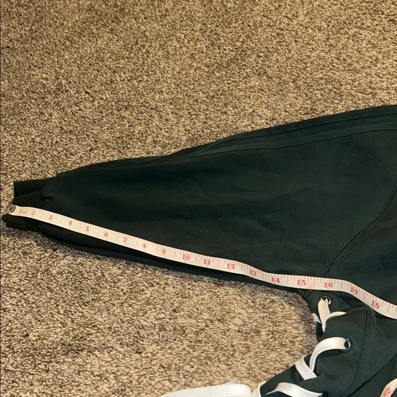 Adidas women's  Dark Green Crewneck Sweatshirt with drawstring laces sides EUC - Picture 13 of 14